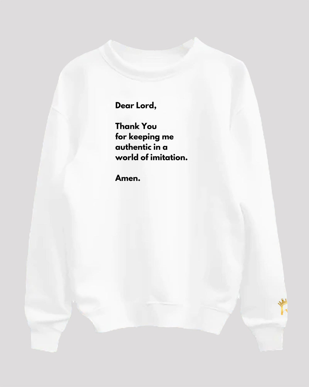 White 'authenticity prayer' sweatshirt