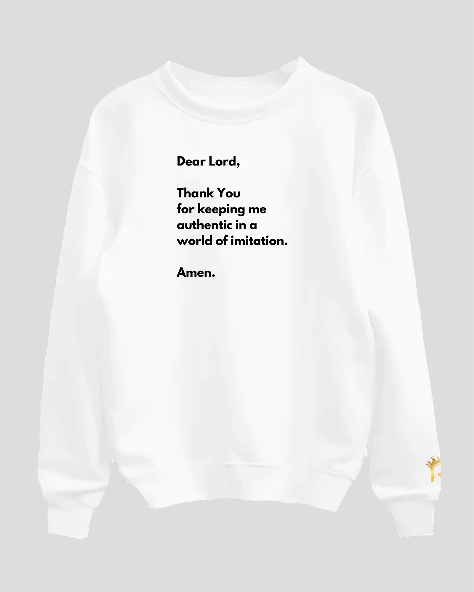 White 'authenticity prayer' sweatshirt