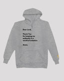 Gray 'authenticity prayer' hoodie