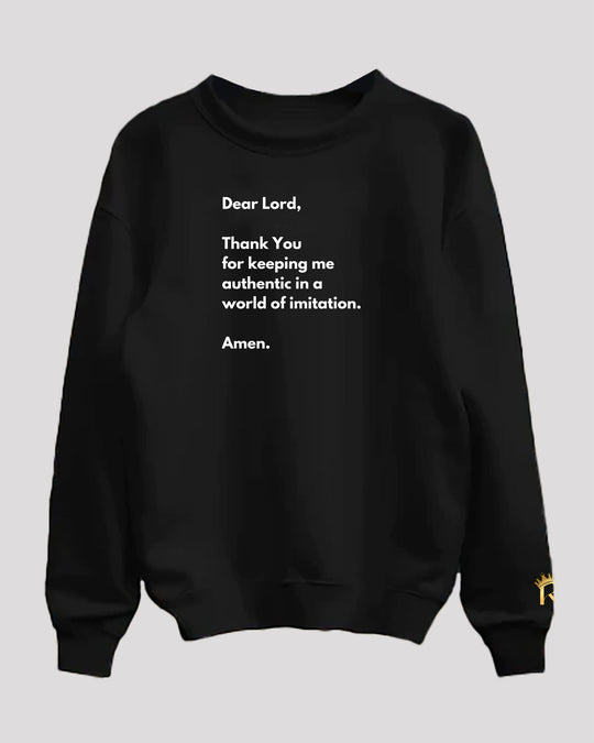Black 'authenticity prayer' cuffed sweatshirt