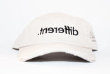 Distressed 'Stone(Beige)' '.tnereffid' (Different) Dad Hat